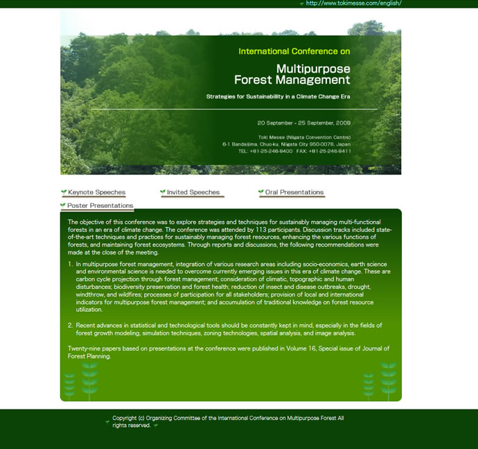 International Conference on Multipurpose Forest Management様